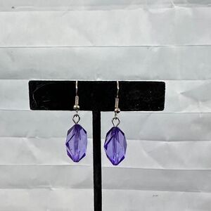 Elegant Purple Crystal Drop Earrings Costume Jewelry